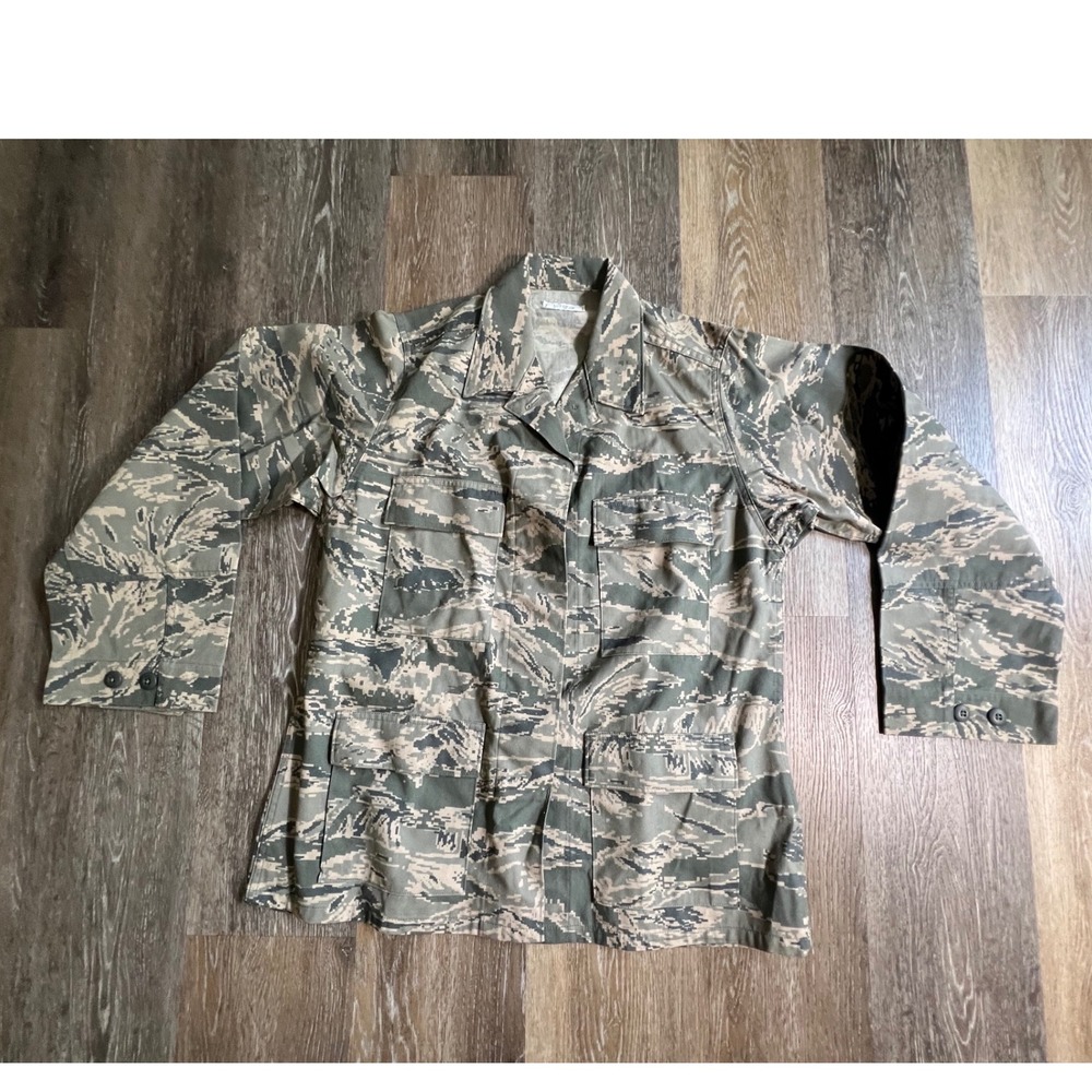 US Air Force Military Camo Utility Jacket Women 12 Long Green Tiger Stripe ABU